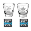 World's Best Bro Conical Whiskey Glass & Coaster Combo of 4