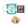 Dear Sister Mug, Coaster & Badam Patisa Rakhi Gift Hamper Set