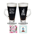 Best Mom Dad Couple Tea Cups Set of 2 with Coasters
