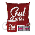 Soul Sister Gift Combo Hamper - Mug, Coaster, Cushion Set of 3