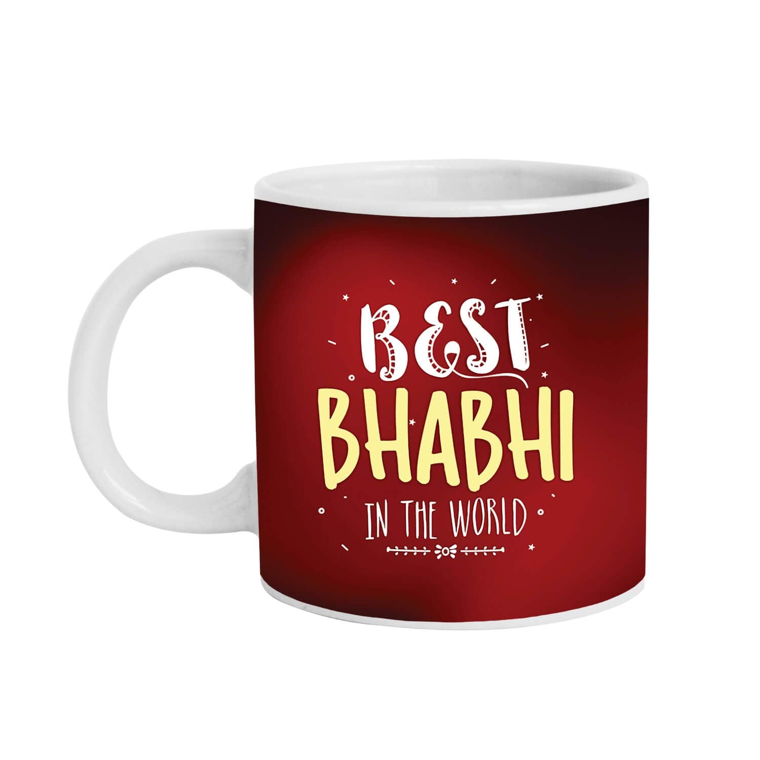 Yaya Cafe Rakhi Sweets Gift Combo for Bhabhi, Best Bhabhi in The World Hamper Set of 4 - Mug, Coaster, MEWA Bites - 400 gm, Printed Rakhi (No.1 Bhabhi - 2 in 1 Rakhi)