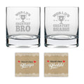 World's Greatest Brother Bhabhi Whiskey Glasses Coaster Set