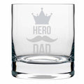 Hero Dad Engraved Whiskey Glass for Daddy with Coaster