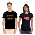 Naughty Moustache & Biting Lips Couple T-Shirts