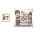 Blessed Brother Printed Cushion Cover & Desk Clock Combo
