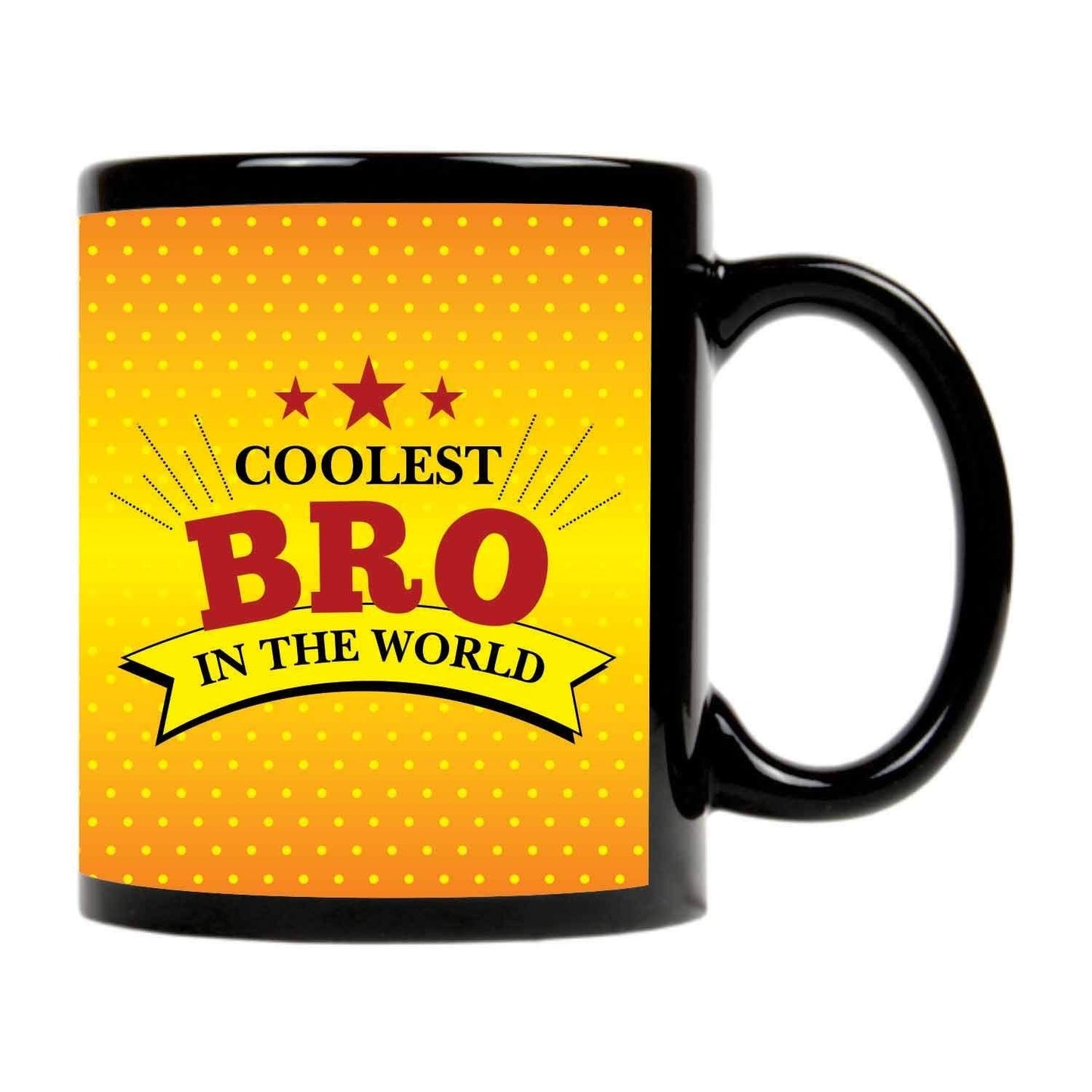TheYayaCafe Birthday Brother Printed Ceramic Coffee Mug Worlds Coolest Bro Quote 330 ml with Coaster, Raksha Bandhan Bhaidooj Gift for Brother, Bro from Sister, Didi