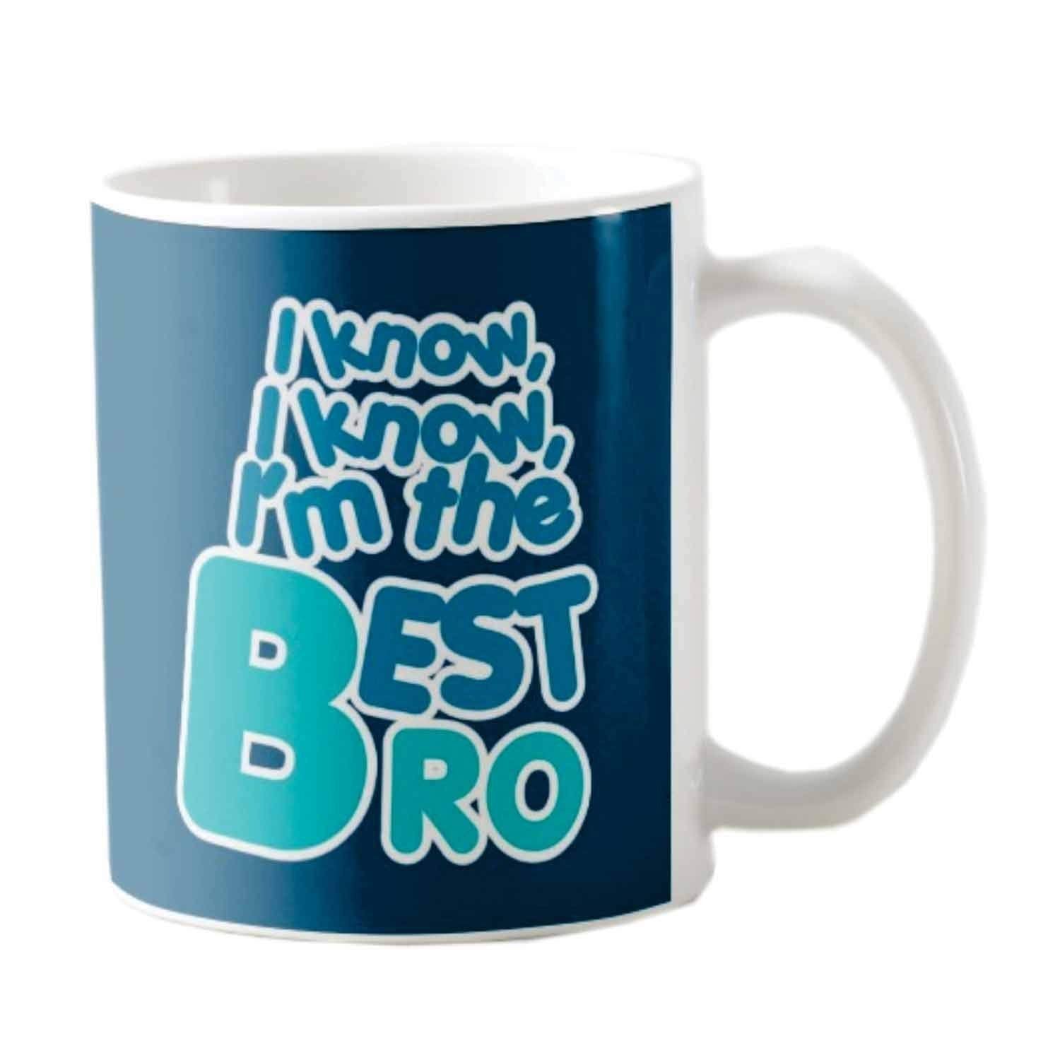 TheYayaCafe Brother Printed Ceramic Coffee Mug I am The Best Bro Quote 330 ml (11 oz) with Coaster, Birthday Rakhi Bhai Dooj Gift for Brother, Bro, Bhai from Sister