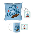 Best Dad in The World Personalised Mug, Coaster & Cushion Combo