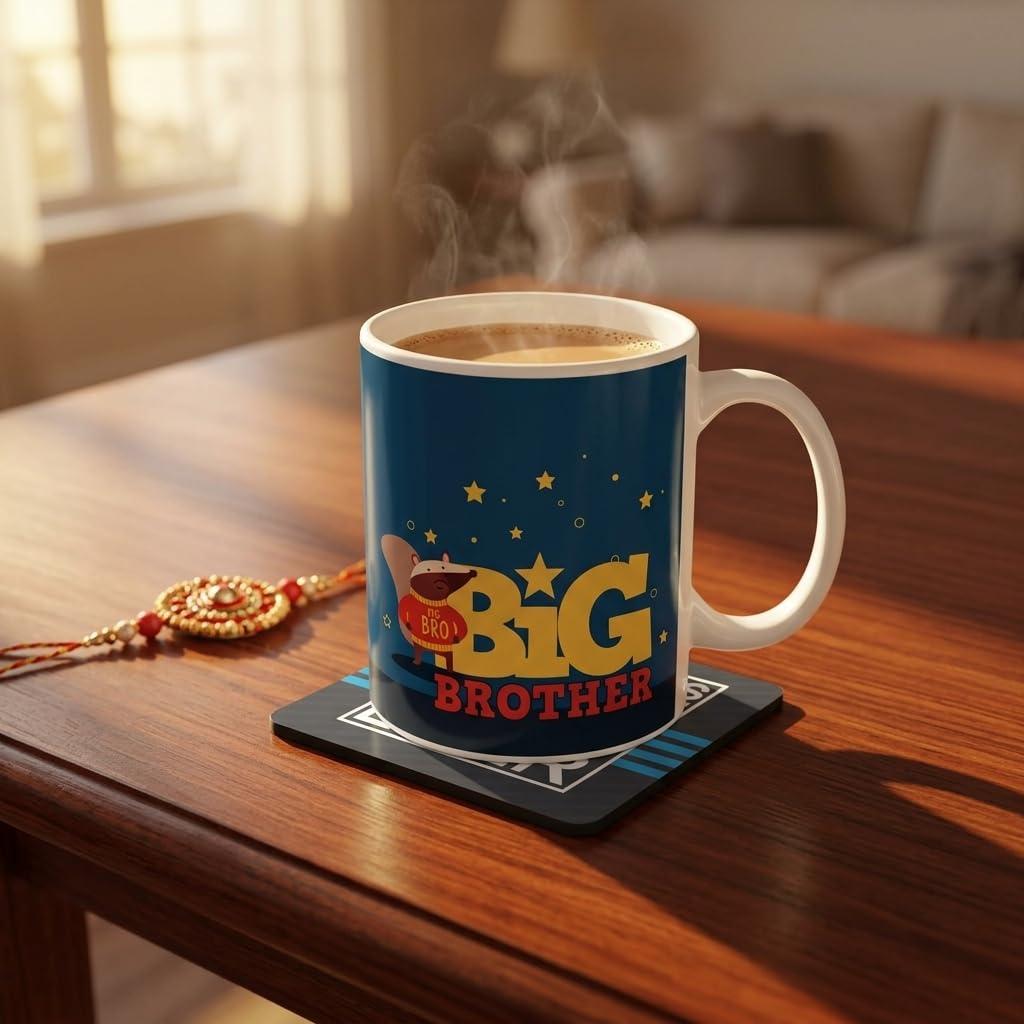 TheYaYaCafe® Rakshabandhan Gift for Brother |Big Brother Rakhi Gift Combo | Set of 3 | Mug, Coaster & Rakhi for Brother