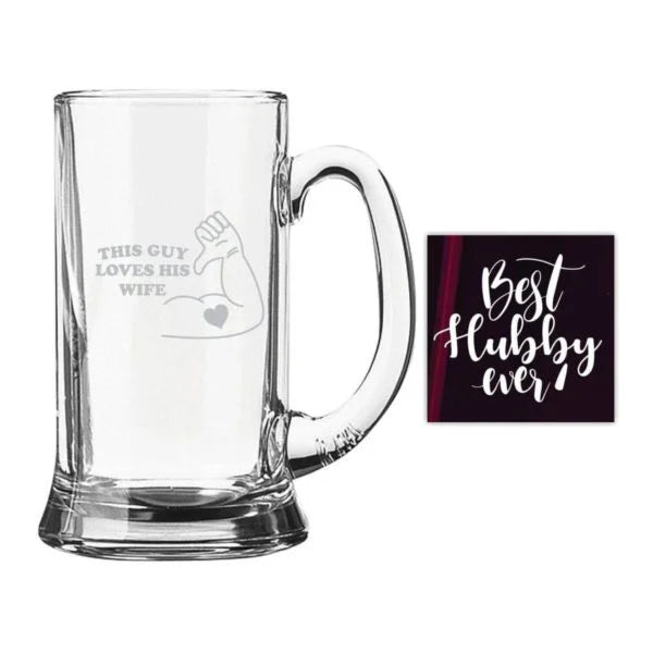 This Guy Loves His Wife Engraved Beer Mug
