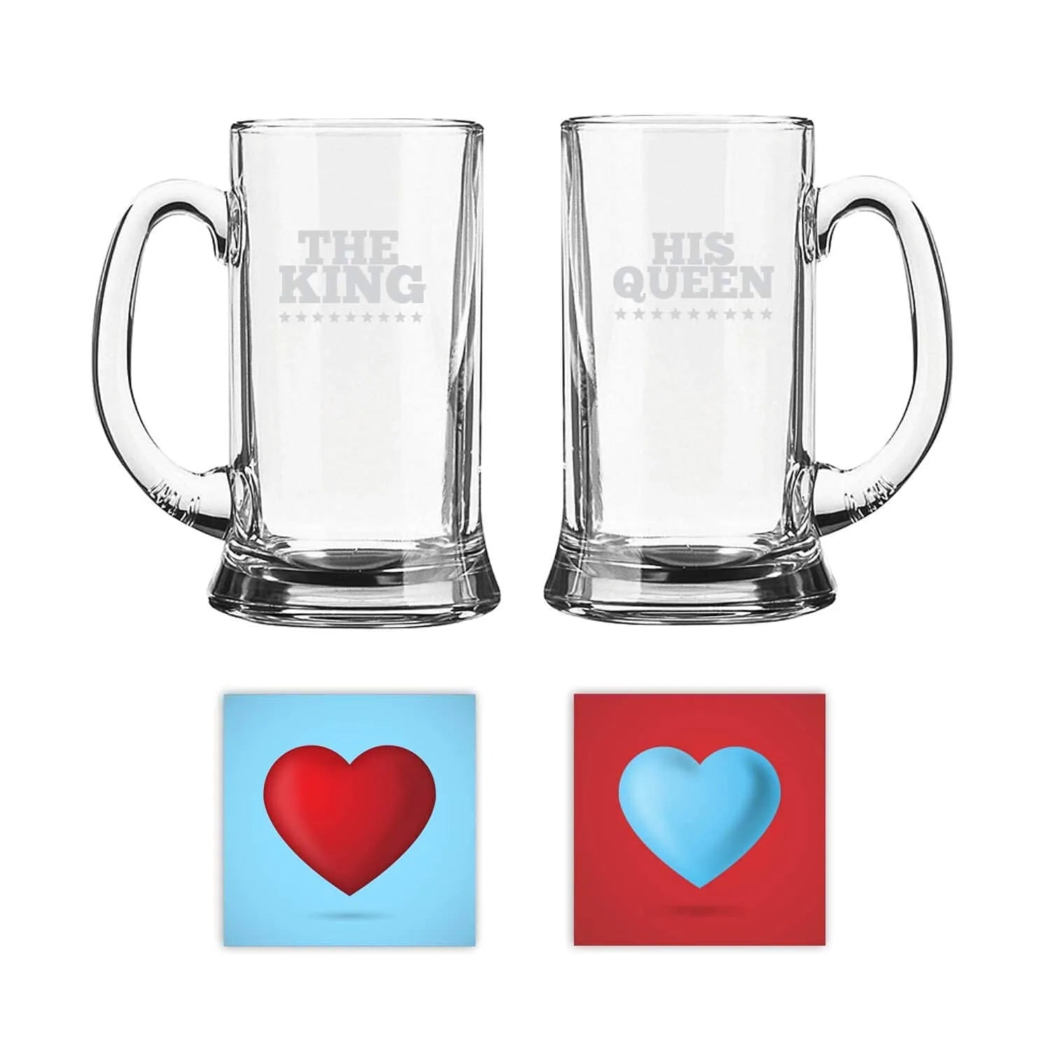 The King and His Queen Engraved Beer Mugs