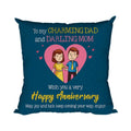 Cushion Cover for Mom and Dad - Charming Printed Sofa Throw Pillow, Blue 12x12