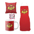 Super Mom Personalised Apron, Cushion, Mug & Coaster Gift Hamper