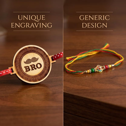 TheYaYaCafe Engraved Wooden Rakhi Set of 6 for Brother Mister Awesome Gabru Mota Bhai, Raksha Bandhan Gift for Bhai, Bro, Brothers from Sister, Rakhi for Kids and Adults