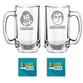 Beer Mugs Set of 2 with Coasters - Gabbar Mogambo Engraved