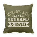World's Best Husband and Dad Velvet Cushion Cover - 16x16 inches