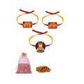 Pyara Bhai, Pyari Bhabhi & Baby Bear Family Rakhi with Almonds Set of 3