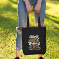 Work Hard Dream Big Black Tote Bag - Roomy Zipper Carryall