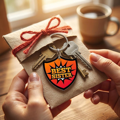 TheYayaCafe Sister Printed Acrylic Keychain Pyaari Behan 2.5x2.5 Inches (6.35 cm), Raksha Bandhan Rakhi Bhai Dooj Birthday Anniversary Gift for Sister, Behan, Didi from Brother and Sister