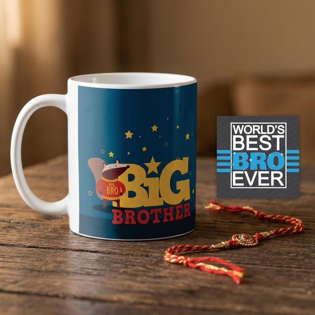 TheYaYaCafe® Rakshabandhan Gift for Brother |Big Brother Rakhi Gift Combo | Set of 3 | Mug, Coaster & Rakhi for Brother