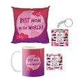 Best Mom Gift Hamper, Cushion Cover, Mug, Keychain & Coaster Set