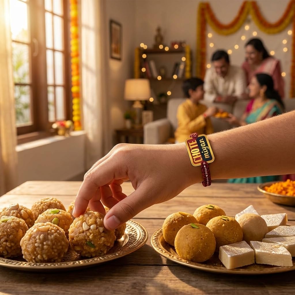 TheYaYaCafe Acrylic Chote Miyan & Bade Miyan Printed Rakhi for Brother (Set of 2), Raksha Bandhan Rakhi for Kids and Young Boys, Rakhi Gift for Bhai, Brother, Bro