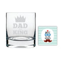 King Dad Engraved Whiskey Glass with Coaster