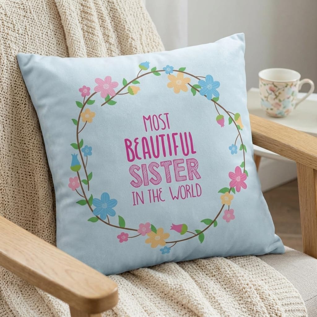 Most Beautiful Sister Rakhi Gift Cushion Cover