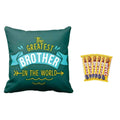 Greatest Brother Cushion Cover 20x20 with Chocolates & Rakhi
