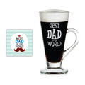 Best Dad in the World Engraved Glass Coffee Mug with Coaster