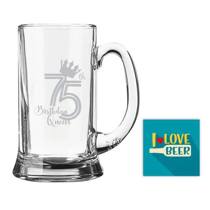 Birthday Queen Engraved Beer Mug