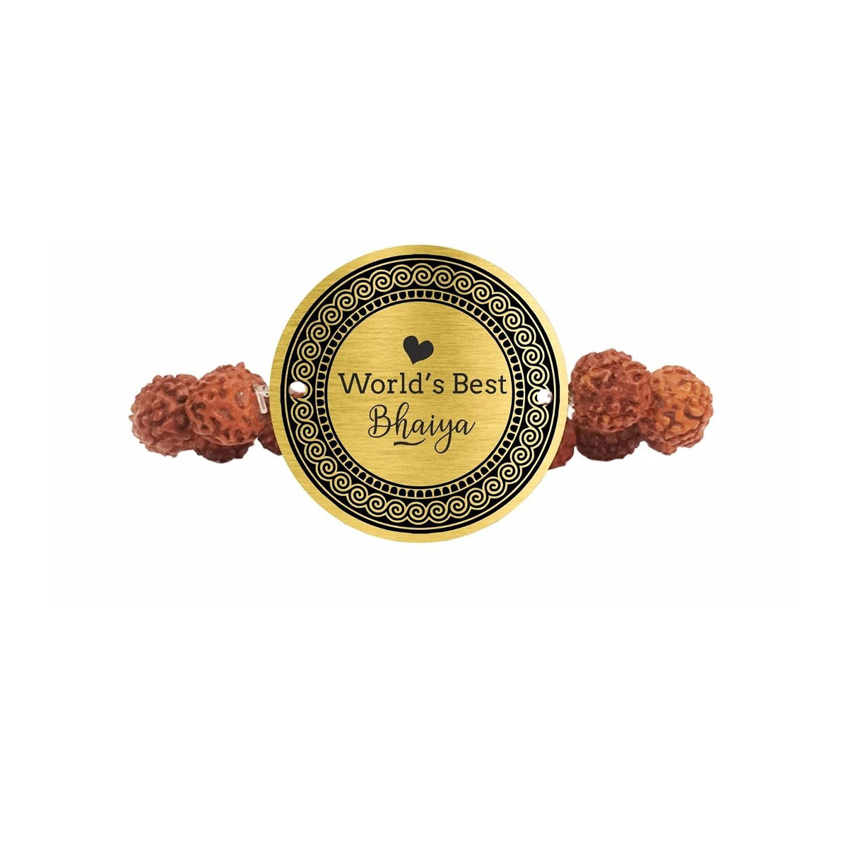 World Best Bhaiya Bhabhi Rudraksh and Beads Rakhi Set of 2