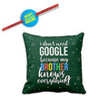 Google Brother Cushion Cover & Rakhi Set 24x24 - Green