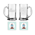 Best Dad In The World Engraved Beer Mug Combo with Coasters