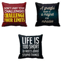 Challenge Your Limits Motivational Quotes Cushion Cover Set of 3, 16x16
