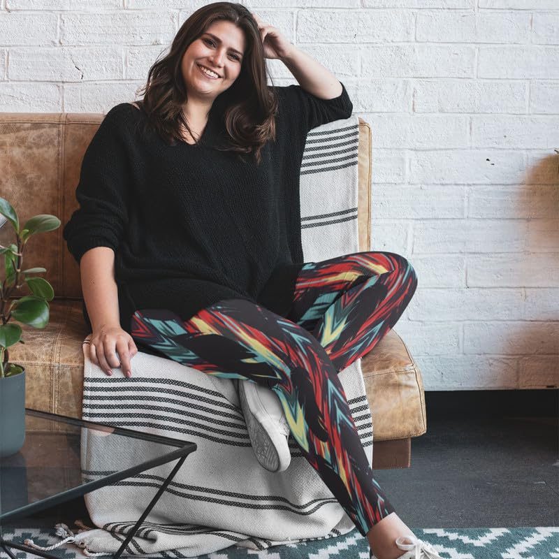 Colourful Background with Feathers Leggings