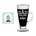 Coffee Mug for Dad - You Are King Dad, Clear 230 ml with Coaster