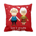 Cushion Cover - Love Is Growing Old with You Red Personalised Couple Gift