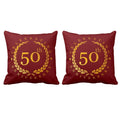 50th Anniversary Golden Jubilee Couple Cushion Covers, Set of 2 (12 inches)
