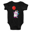 Balloon Unicorn Personalised Baby Girl Romper Onesie, Black