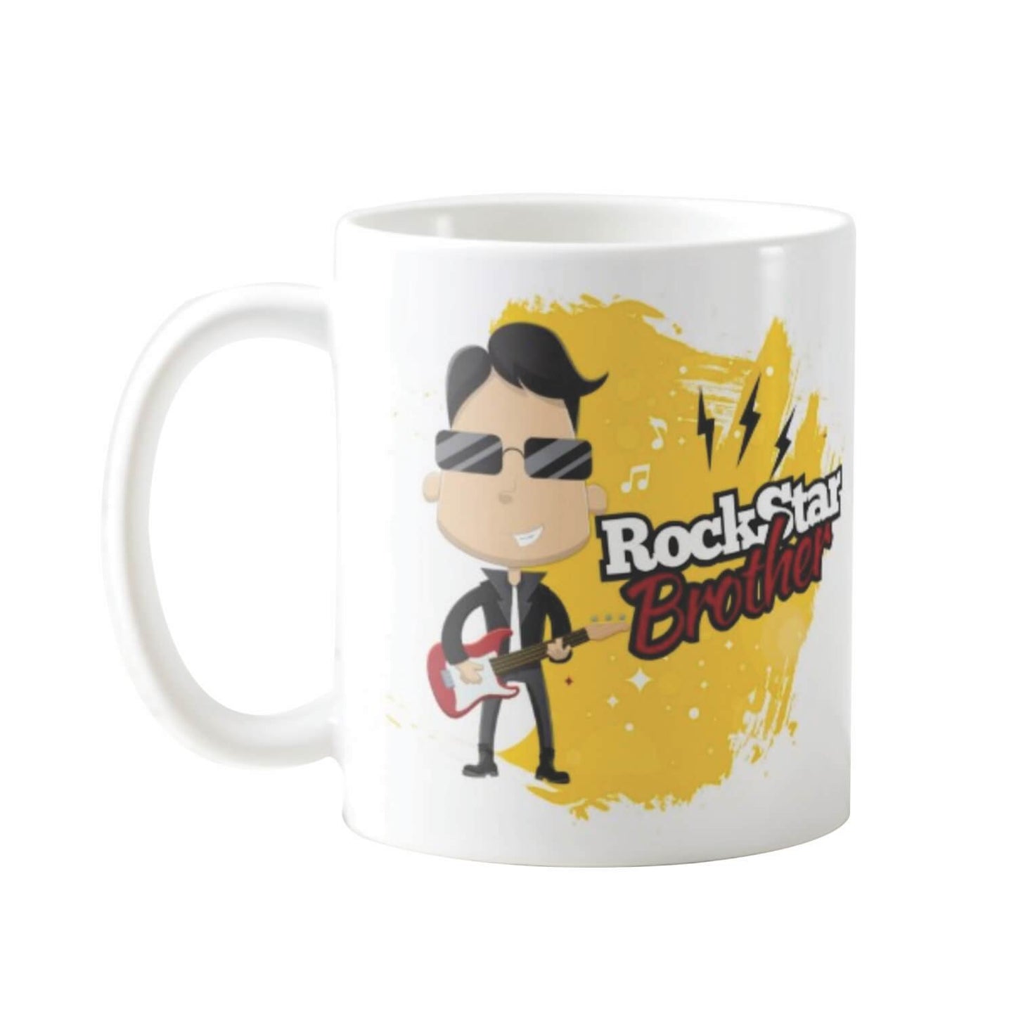 TheYayaCafe Birthday Gifts for Brother Combo, Rockstar Printed Ceramic Coffee Mug 330ml with Coaster, Raksha Bandhan Bhaidooj Gift for Brother, Sister, from Sister and Brother