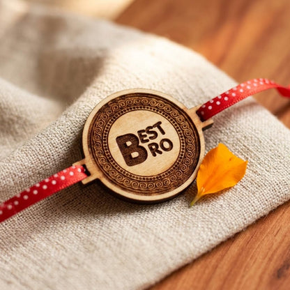TheYaYaCafe Wooden Rakhi for Brother Set of 6 Engraved MDF Rakhi with Quote, Raksha Bandhan Gift for Bhai, Brother, Bhaiya from Sister