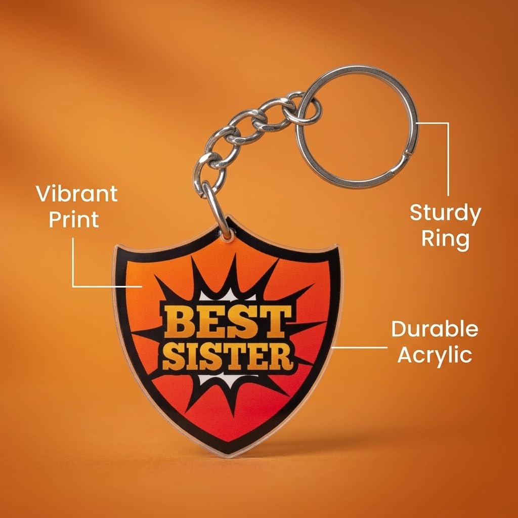TheYayaCafe Sister Printed Acrylic Keychain Pyaari Behan 2.5x2.5 Inches (6.35 cm), Raksha Bandhan Rakhi Bhai Dooj Birthday Anniversary Gift for Sister, Behan, Didi from Brother and Sister