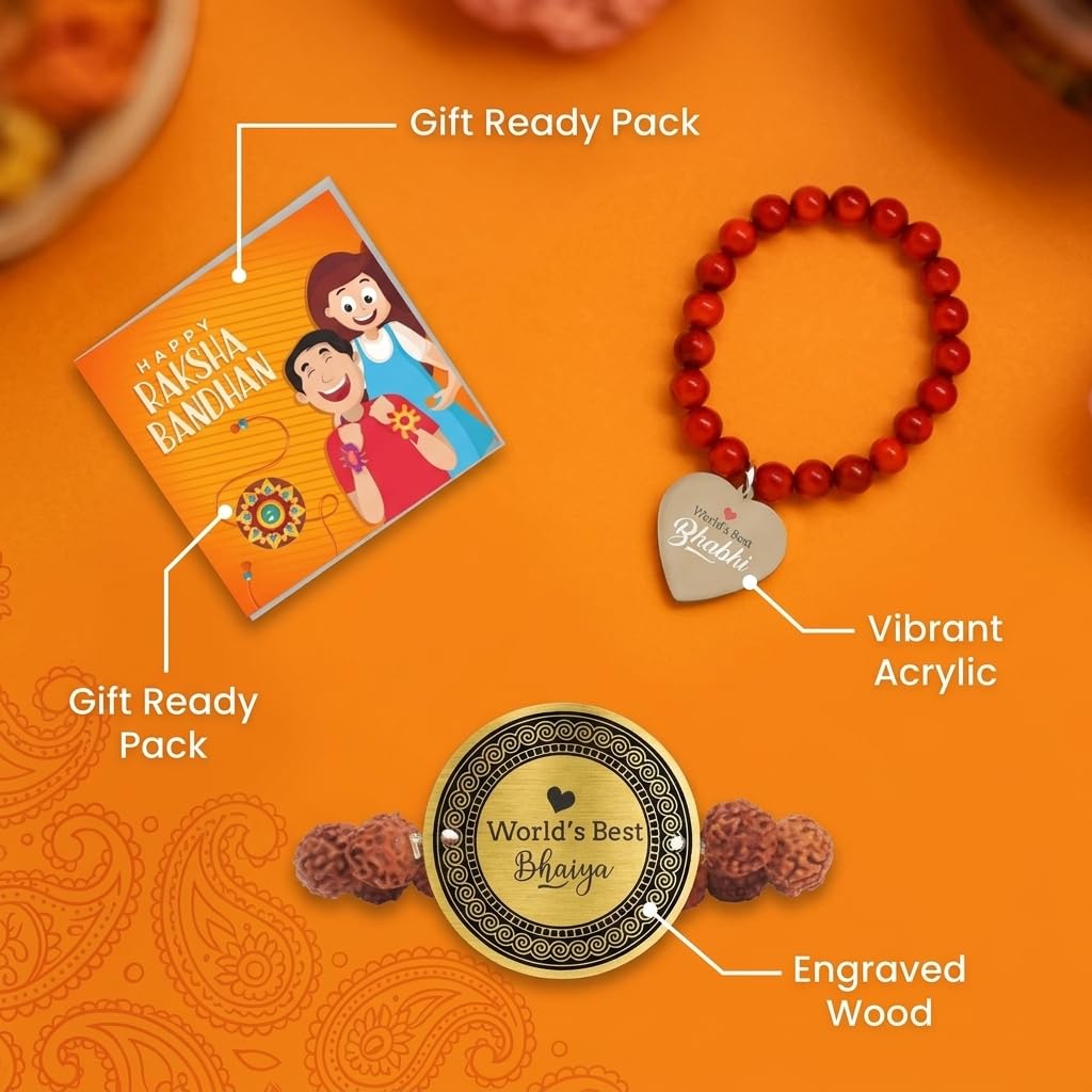 World Best Bhaiya & Bhabhi Engraved Rakhi Combo of 2