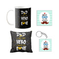 Hero Dad Gift Hamper - Personalised Cushion, Mug, Coaster & Keychain