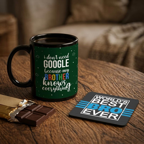Google Brother Quote Printed Coffee Mug 330ml with Rakhi