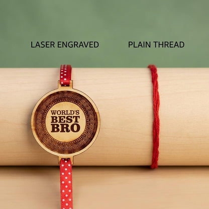 TheYayaCafe Wooden Rakhi for Brother Combo Set of 3 Laser Engraved MDF Rakhi with Quotes, Raksha Bandhan Gift for Bhai, Bhaiya, Bro from Sister, 1.5 Inch Dial