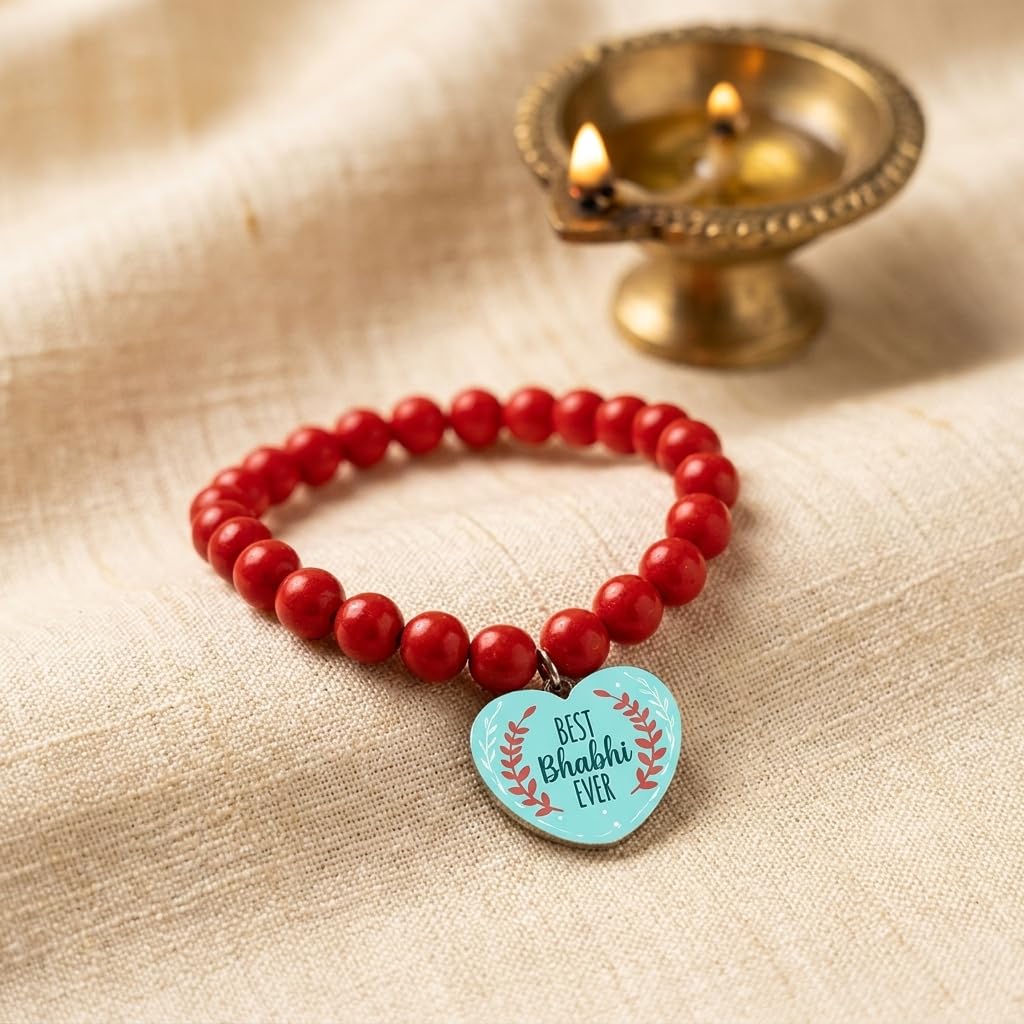 TheYayaCafe Rakhi Combo Set of 4 for Bhaiya, Bhabhi, Kids and Pet, Printed and Beads Rakhi with Roli Tika, Raksha Bandhan Gift for Brother, Sister-in-Law, Children and Pet Lovers
