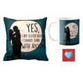 Valentine Gift Combo for Girlfriend & Wife - Mug, Coaster, Cushion Cover