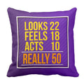 50th Birthday Looks Feels Act Cushion Cover - 16x16 inches